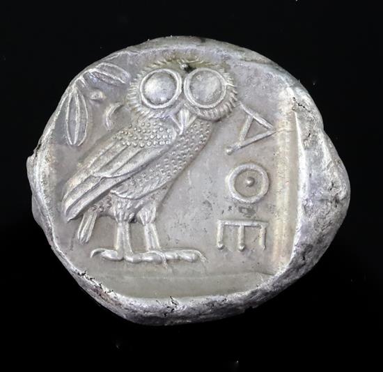 Ancient Coins, Attica, Athens AR Tetradrachm, c.454-404 BC., 17.1 g, 25mm EF with attractive toning